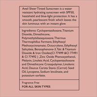 AVEIL Sheer Tinted Sunscreen SPF 50 PA +++ | 50 ml | UVA, UVB & Blue Light Protection | No White Cast | For All Skin Types | Water & Sweat Resistant | Hydrating Sunscreen | Sun-Safe Skin | Pack of 1