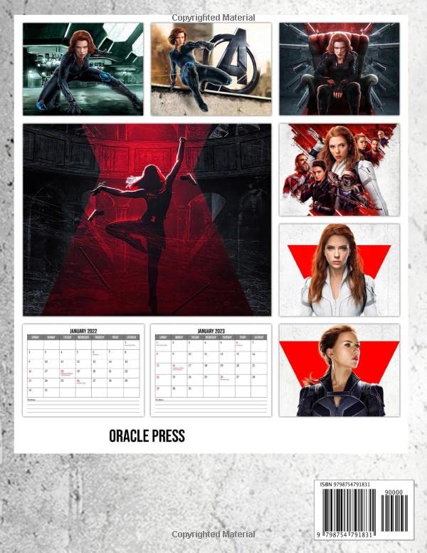 Black Widow Calendar 2022: 18-Month| Jan 2022 to Dec 2022 BONUS 6 Extra Months of 2023 | Monthly Planner For Natasha Romanoff Fans