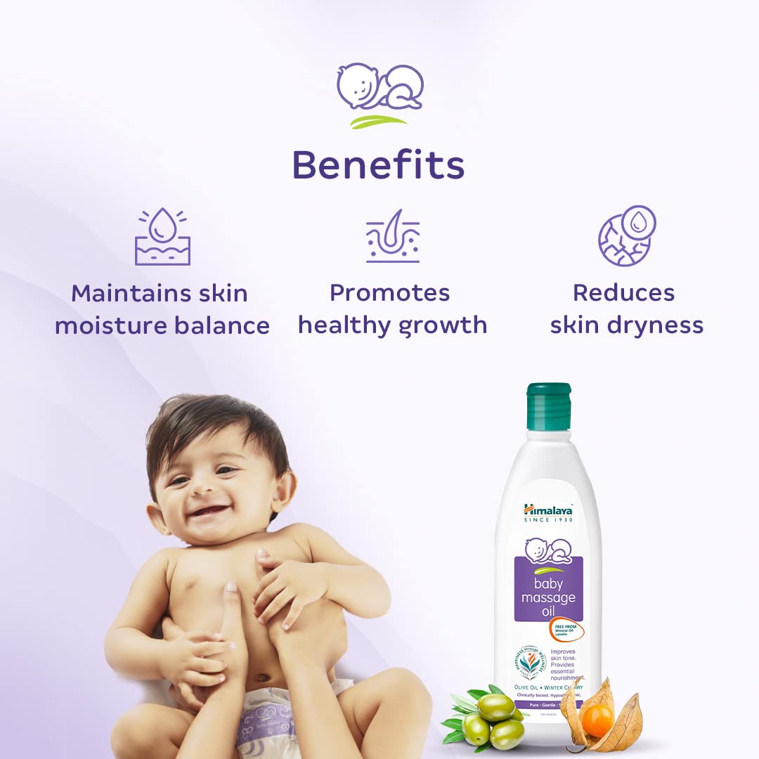Himalaya Baby Massage Oil – 500ml for strong bones & muscles | with Vitamin E | No. 1 Doctor Prescribed