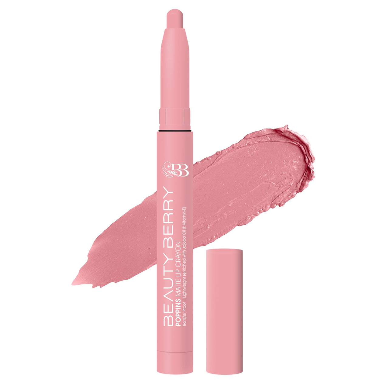 Beauty Berry Poppins Matte Lip Crayon Lipstick for Women | Long Lasting Non Transfer Retractable Lip Crayon | Smudge Proof & Waterproof Lipstick Enriched with Jojoba Oil & Vitamin E (03 - Gossip, 3g)