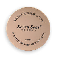 Seven Seas 2 In 1 Weightless Stay Matte Compact Powder | Pressed Powder + Loose Powder | SPF 15 | Non Oily Matte Look | Evens Out Complexion | Hides Imperfections | Blends Effortlessly (Peach)