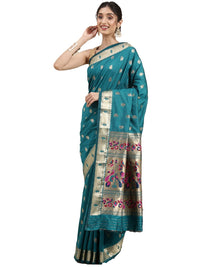 Pandadi Saree Women's  Paithani Silk Saree With Blouse Piece