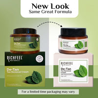 Richfeel De-tan Cream | Natural Skin Tan Removal with Peppermint, Honey, and Cucumber |Ayurvedic and Organically Pure| Tan Removal Face Pack for All Skin Types| 100 g (Pack of 2)
