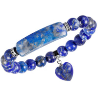 TUMBEELLUWA Healing Stone Bracelet 8mm Beads Chakra Crystal Energy Heart Charm Bracelet Handmade Jewelry for Women #3 lapis lazuli crystal stone