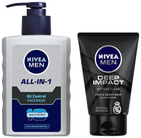Nivea Men Face Wash, Deep Impact Intense Clean, 100g & Men Face Wash, Oil Control, 10x Vitamin C, 150ml