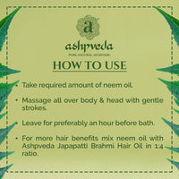 Ashpveda Neem Oil for Skin & Hair Care Ayurvedic Herb Enriched Oil To Reduce Acne Pimples Skin Infections & Hair Lice |Natural Insect Repellent (30 ml)