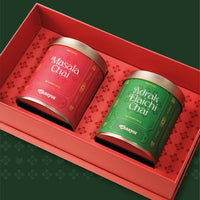 Chaayos Festival Gift Box| Masala tea & Adrak Elaichi chai for tea lovers | Tea Gift Hamper| Gift hamper for Friends & Family | Premium Gift Box 2 tins (100 gms each) of Masala Chai and Adrak Elaichi Chai | Diwali gift box set