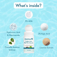 WishCare AHA + BHA Body Lotion For De-tan and Underarm Roll On deo for Men & Women for Skin Brightening & Odour Control Combo (200ml + 50ml)