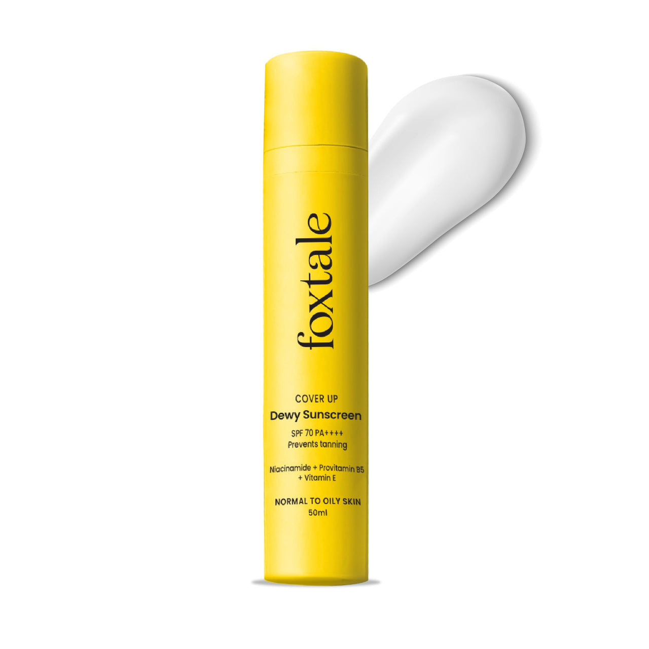 Foxtale SPF 70 Niacinamide Dewy Sunscreen with PA++++ For Dewy Sun Protection | Prevents Tan | Lightenweight, Non Greasy, No White Cast | Anti-Tan Formula | For Men & Women | 50 Ml