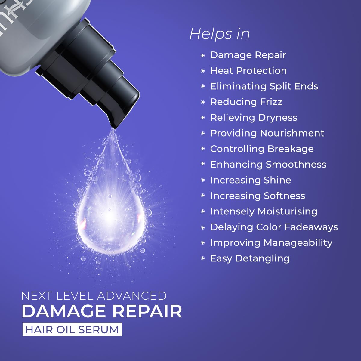 Trichup Pro Damage Repair Hair Oil Serum for Dry & Frizzy Hair 100 ml, Instant Smoothing, Control Breakage, Damage Protection, Reduce Split Ends & Scalp Irritation, Reduce Dryness, Nourishment, Unisex