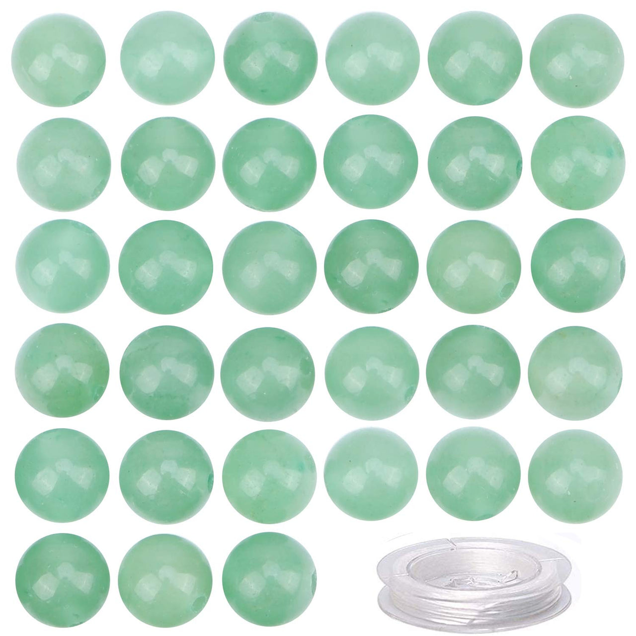100Pcs Natural Crystal Beads Stone Gemstone Round Loose Energy Healing Beads with Free Crystal Stretch Cord for Jewelry Making (Green Aventurine, 8MM) Green Aventurine