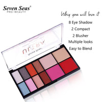 Seven Seas Ultra Smooth Eyeshadow Palette Pigmented Colors | Long Wearing And Easily Blendable Eye Makeup Palette | Multicolor - 30Gm | Shimmery & Glitter Finish (Skin)