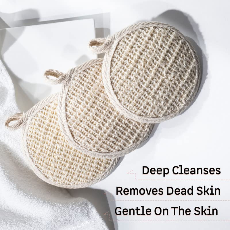 mCaffeine Exfoliating Loofah for Removing Dead Skin | Made of 100% Natural Ramie Fibre | Gentle on the Skin | Sustainable, Unisex | Easy to Hang