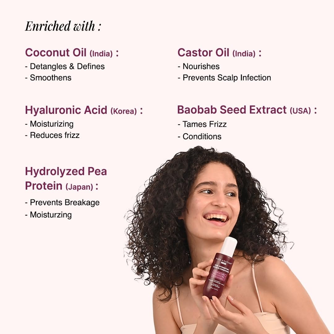 Bare Anatomy Curl Defining Shampoo + Curl Intensifying Leave In Conditioner Cream | Curl Retention & 2X Frizz Protection For 48 Hours | Sulphate & Paraben Free | Women & Men | 250 ml + 140ml