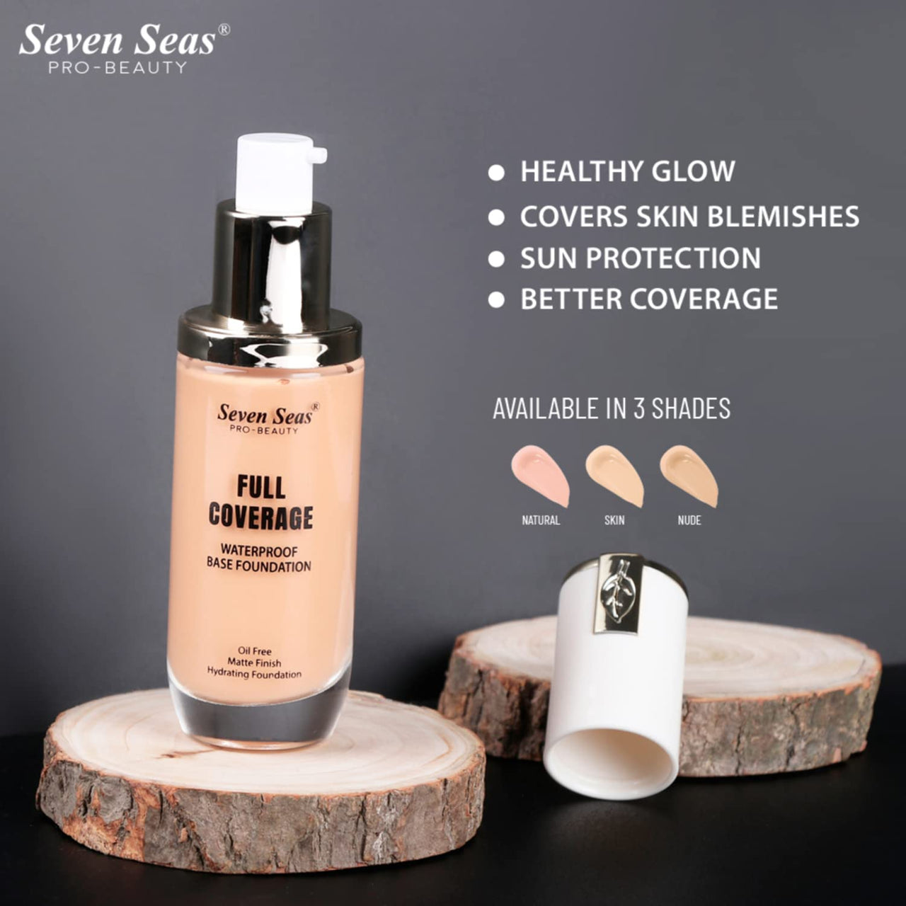 Seven Seas High Coverage Perfect Radiance Foundation for Flawless Finish Face Makeup, Super Stay Professional Waterproof Full Base Foundation for Oily Dry All Skin Women (Skin, 2)