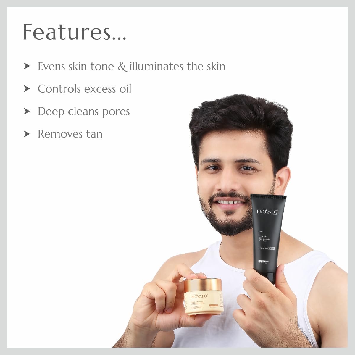 Provalo Men Care Combo - Tomato Natural Face wash 100ML And Potato Face Mask 100ML | Skin, De Tan, Oil Control and Pigmentation | For Oily, Acne Prone and Dry Skin