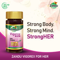 Zandu Vigorex For Her: A Daily Energizer |100% Natural,Authentic & Safe ingredients| Her Secret Remedy for Vigour and Vitality (Pack of 60 capsules)