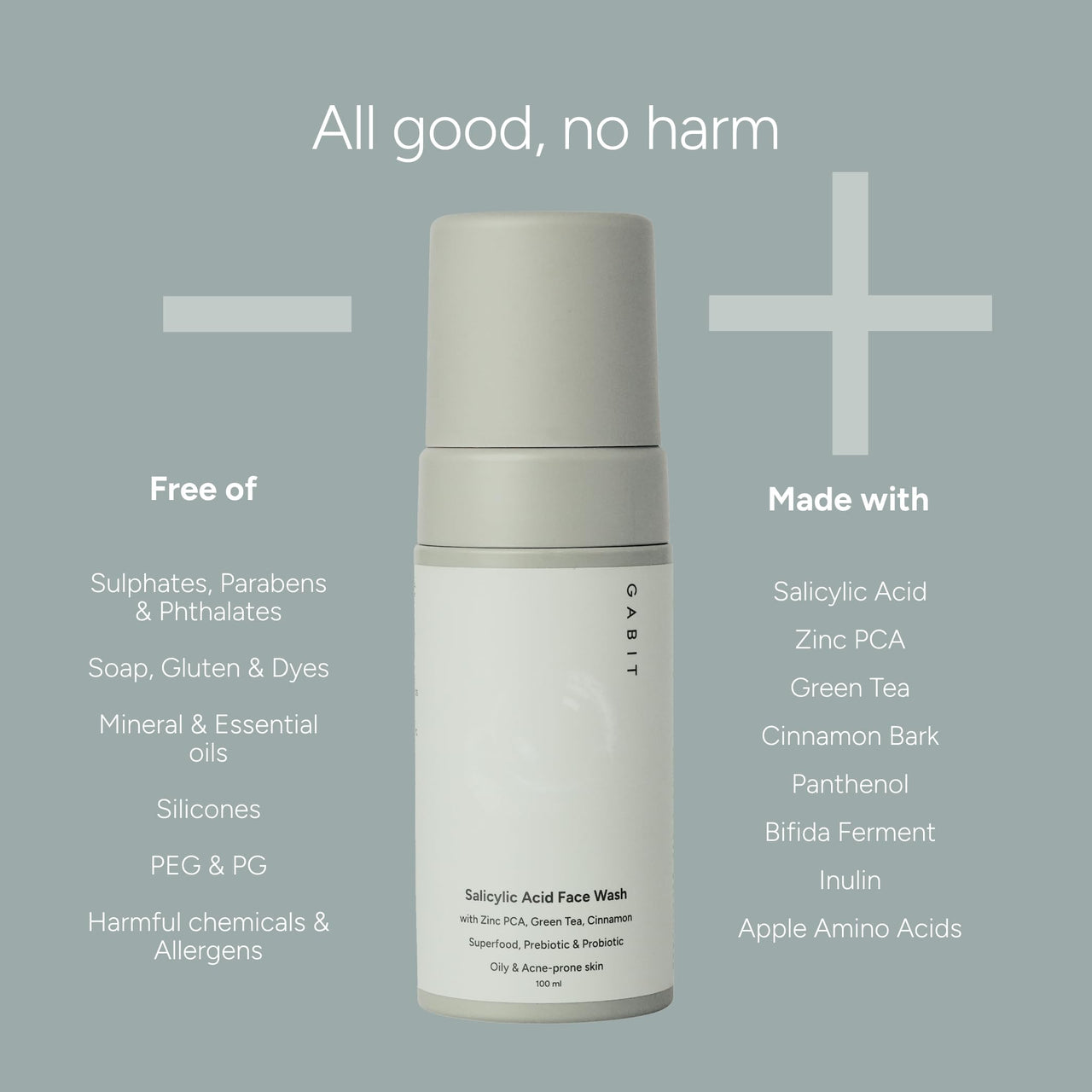 Gabit Oily Skin Essentials Kit for Oily & Acne Prone Skin | Salicylic Acid Face Wash, Salicylic & Green Tea Face Moisturizer | Reduces Breakouts, Open pores, Blackheads, Whiteheads| Women & Men, 150ml