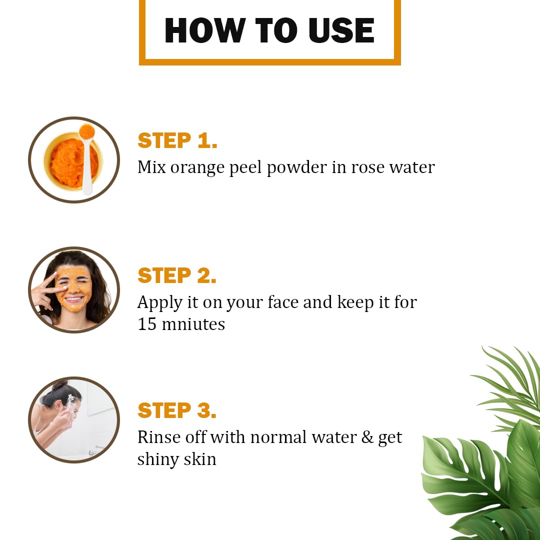 VEDAHARVEST Orange Peel Powder 120 gm For Pure Natural & Organic For Skin Lightening Face Pack, Vitamin C And Antioxidants Add Glow, Cruelty-Free & Vegan
