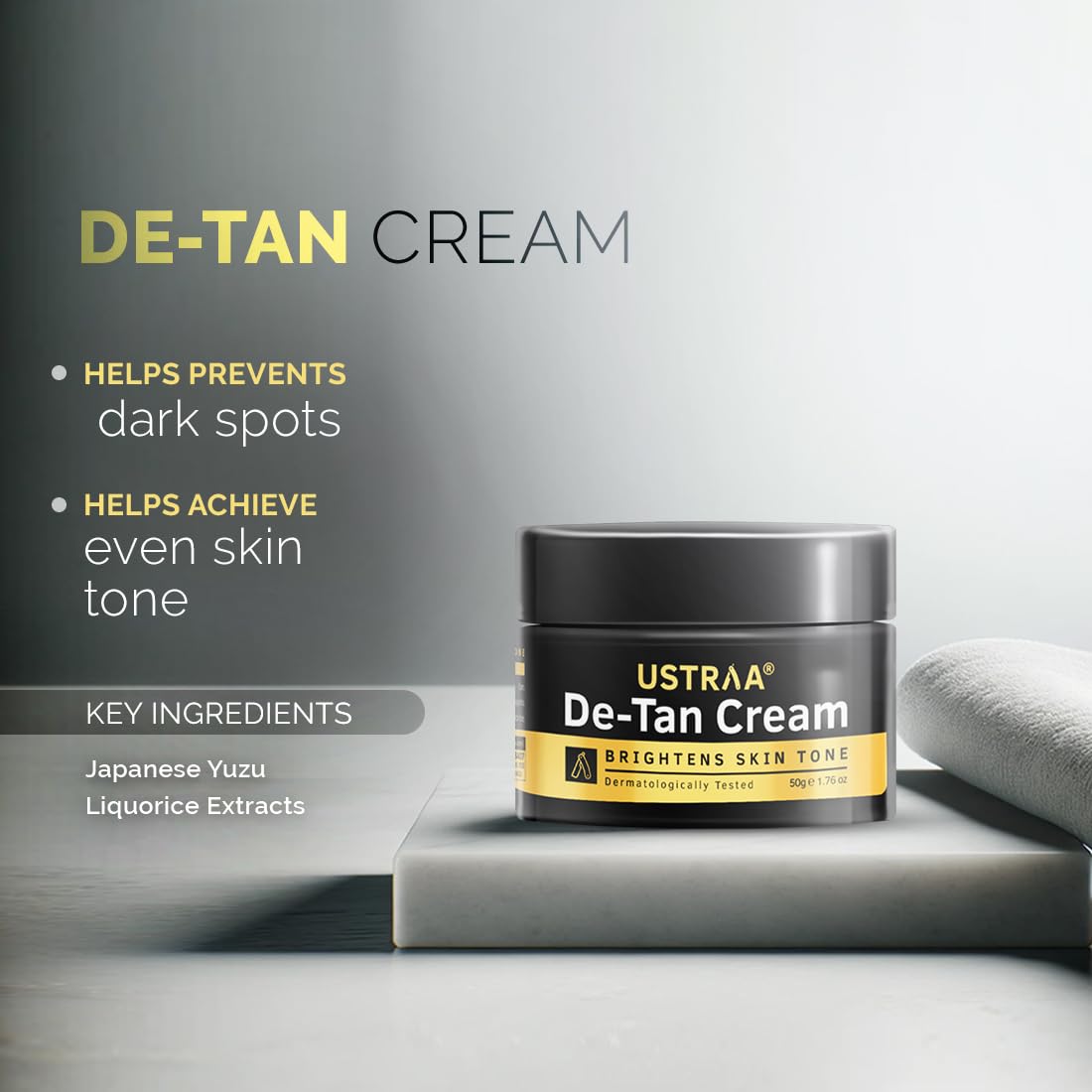 Ustraa Gentle Brightening Kit - Foaming Face Wash - For Sensitive Skin - 150 ml | Moisture Retention | with Ceramides & De-Tan Cream 50g - For Tan removal | With Japanese Yuzu | Prevents Dark Spots