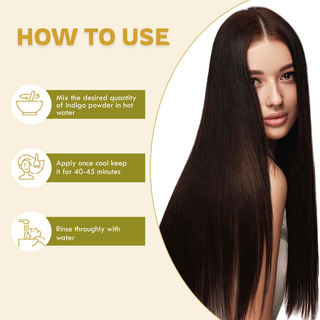 VEDAHARVEST Indigo Powder 120gm Natural Hair Dye | Chemical-Free & Plant-Based Black Hair Color