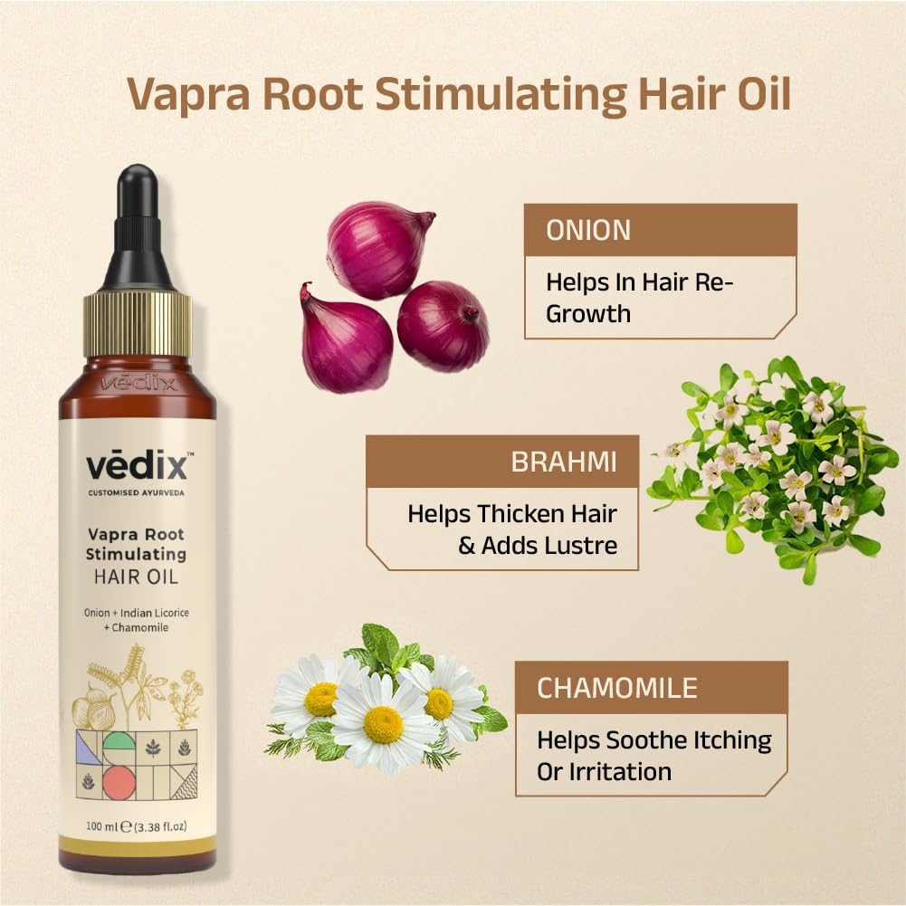 Vedix Ayurvedic Hair growth Kit | 5 product Kit | for Normal Hair, Dry Scalp, Wavy Hair | Vedix Hair Oil, Shampoo, Serum, Mask, Conditioner Set