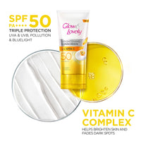 Glow and lovely Brightening Sunscreen SPF 50 | Vita C | PA ++++ |Light weight | Non sticky | No White Cast | 50g