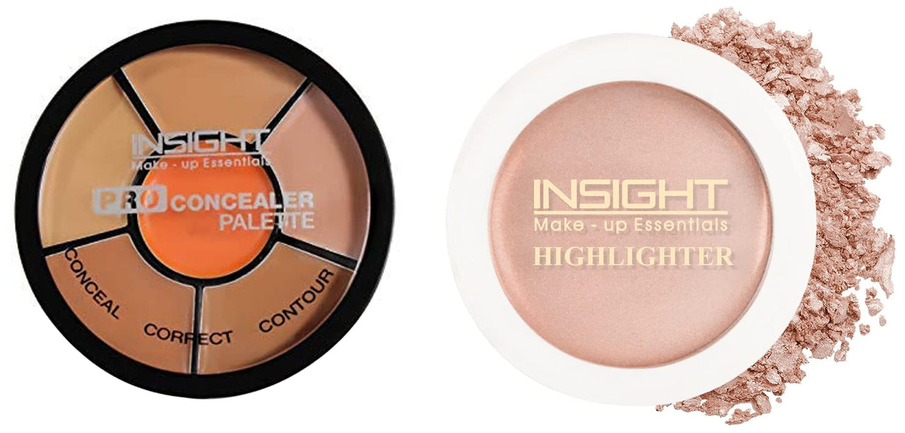 Insight Cosmetics Pro Concealer Palette (Concealer) & Insight Cosmetics Glitter Makeup Highlighter, 3.5 gm(06)