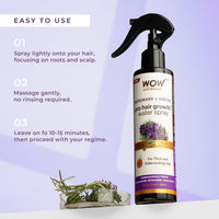 WOW Skin Science Rosemary + Biotin Pro Hair Growth Water Spray | Thicker & Fuller Hair | Rosemary Water For Hair Growth | No Parabens, Sulphates or Silicones | 200 ml