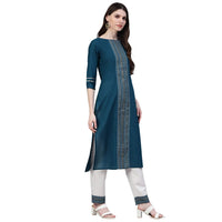 Stylum Women's  Printed Cotton Straight Kurta Pant Dupatta Set