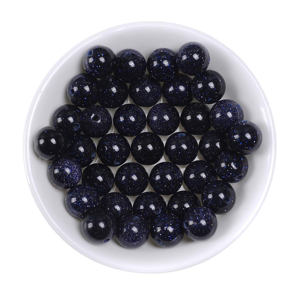 Natural Stone Beads 8mm Blue Sand Stone Round Loose Beads Crystal Energy Stone Healing Power for Jewelry Making DIY,1 Strand 15"