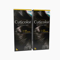 Cuticolor Permanent Hair Color Cream| Dr prescribed| Eco Mechanism for Preserving Scalp Health| No Ammonia| No PPD| Enriched with Portulaca & Boseivela Extracts - Black (120g) | Pack Of 2