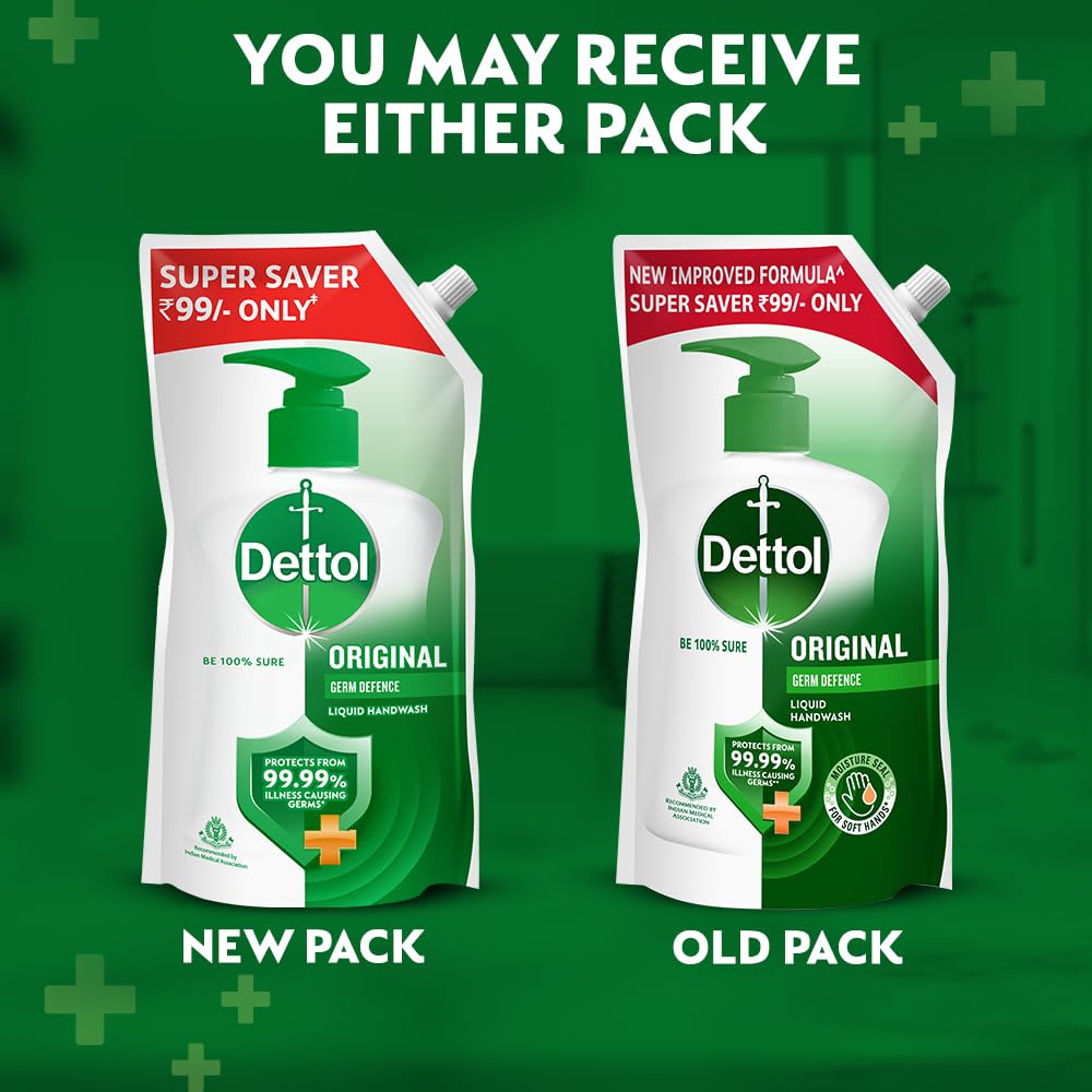 Dettol Antiseptic Liquid for First Aid, Surface Disinfection and Personal Hygiene, 250ml & Dettol Liquid Handwash Refill - 675ml | Germ Defence Formula | 10x Better Germ Protection