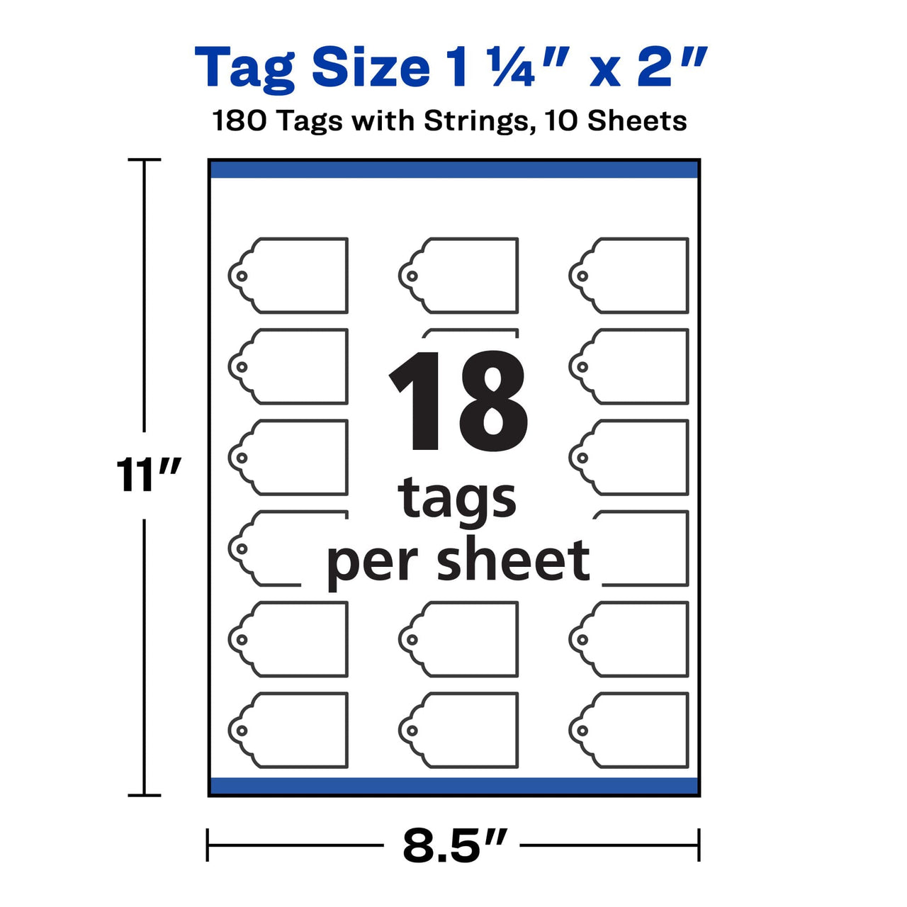 Avery Printable Blank Scallop Gift Tags with Sure Feed, 2" x 1.25", White, 180 Customizable Tags with Strings (22848) 2" x 1-1/4" Printable Tags with Strings Label