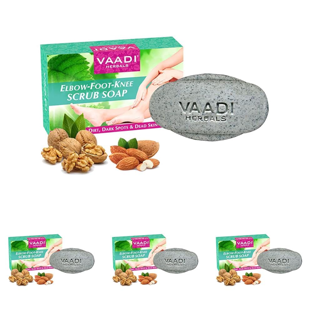 Vaadi Herbals Elbow Foot Knee Scrub Soap with Almond and Walnut Scrub, 75g (Pack of 4)