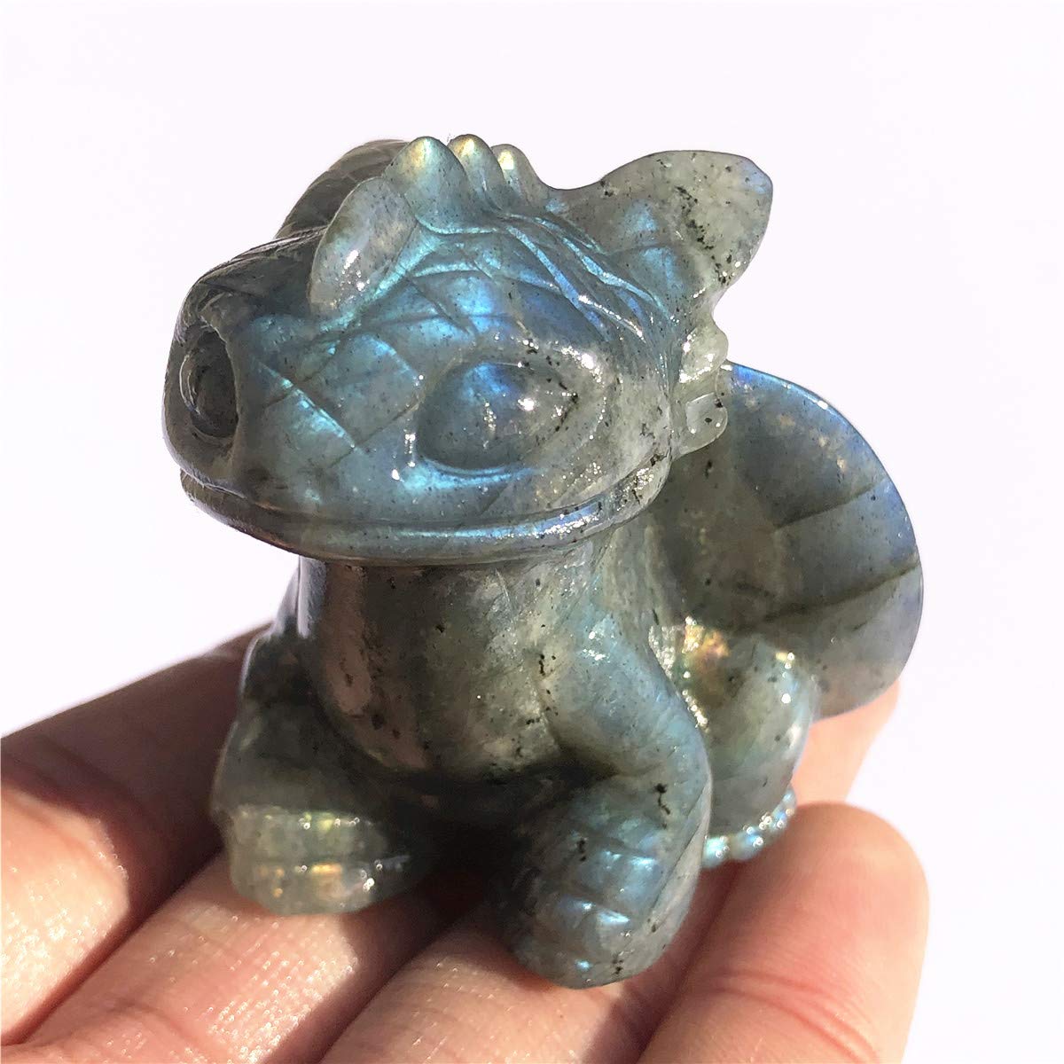 Anlingem Healing Crystal Stone Human Reiki Skull Figurine Statue Sculptures Labradorite Fly Dragon Crystal Halloween AL-LT