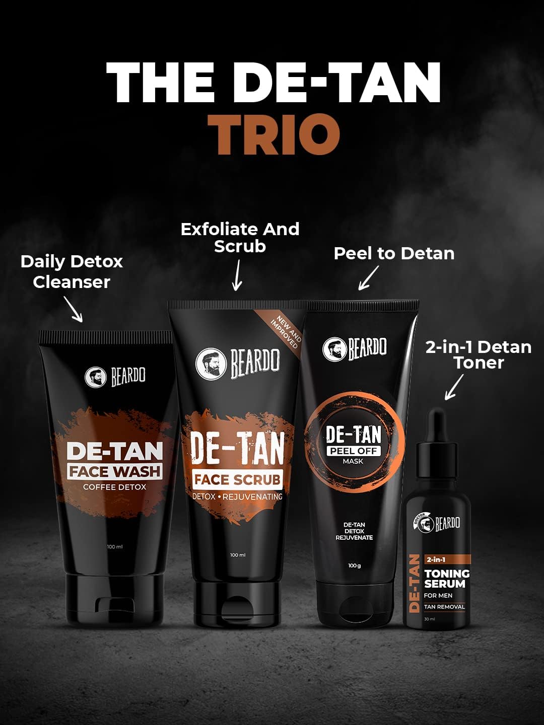 Beardo DeTan Peel off Face Mask for Men, 100g | Coffee Extract to Remove Tan & Deep Cleansing, Defeat Blackheads & Whiteheads, Face Mask for Glowing Skin
