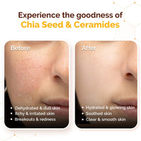 Mamaearth Chia Calming Sunscreen with Chia Seed & Ceramides for Hydrated Glow & Sun Protection - 50 g | SPF 50 PA++++ | Co-Created With Top Dermats | For Dry to Normal, Sensitive Skin | Healthy Skin Barrier