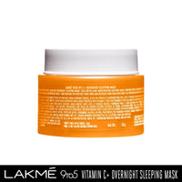 Lakmé 9to5 Vitamin C+ Overnight Sleeping Mask | Wake up to glowing skin | Enriched with Shea Butter | Mosturizes Skin | For Dry, Normal, Oily, Sensitive & Combination Skin| 50 g