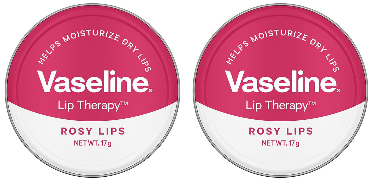 Vaseline Lip Tins Rosy Lips, 17 g | Provides Hydration, Sheer Pink Tint & Glossy Shine (Pack of 2)