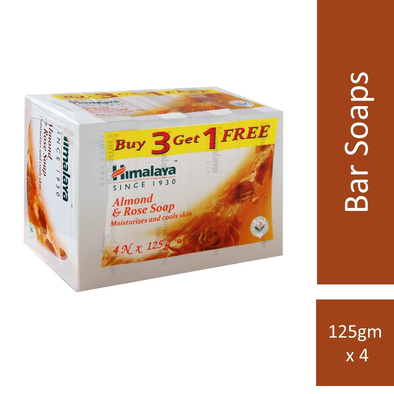 Himalaya Almond and Rose Soap, 125g (Buy 3 Get 1 Free)
