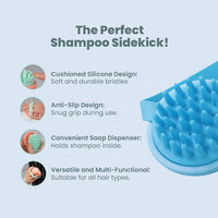 Rey Naturals Hair Scalp Massager | Shampoo & Hair Oil Brush for Men and Women | Hair Growth, Scalp Care and Relaxation | Oil Massager For Scalp | Soft Silicon Bristles for Gentle Massage | Blue