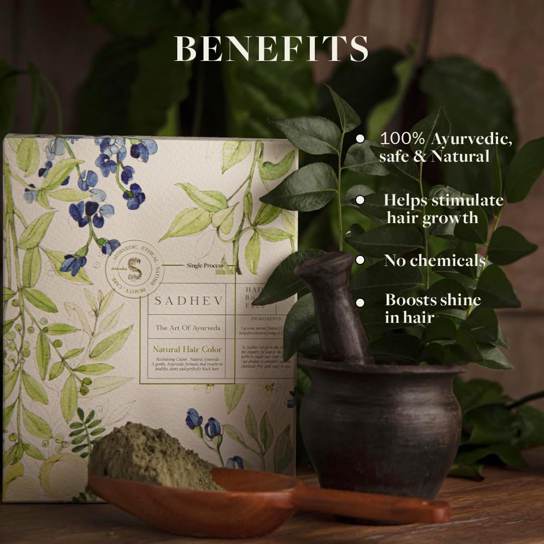 Sadhev Ayurvedic Heena Powder 100% Organic Plant-Based Natural Henna Powder For Hair - 100g (Pack of 1) - Single Process