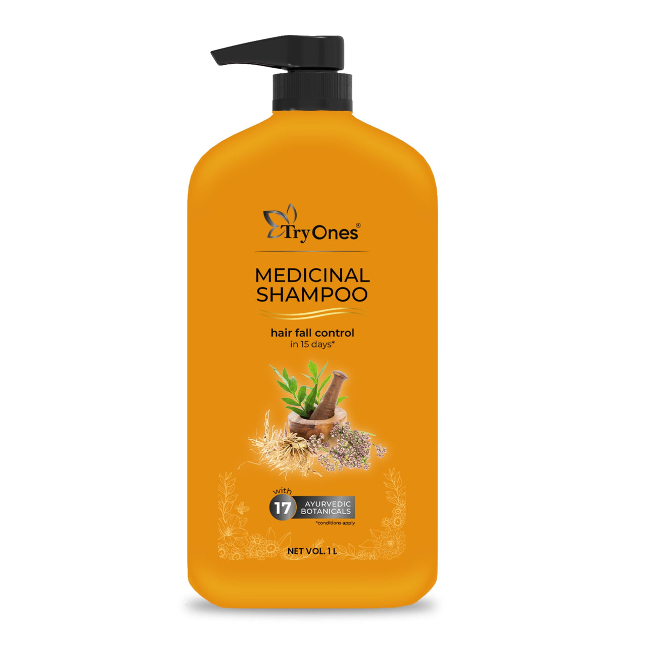 TryOnes Medicinal Shampoo | Helps Control Hair Fall & promotes hair growth 1000 ml