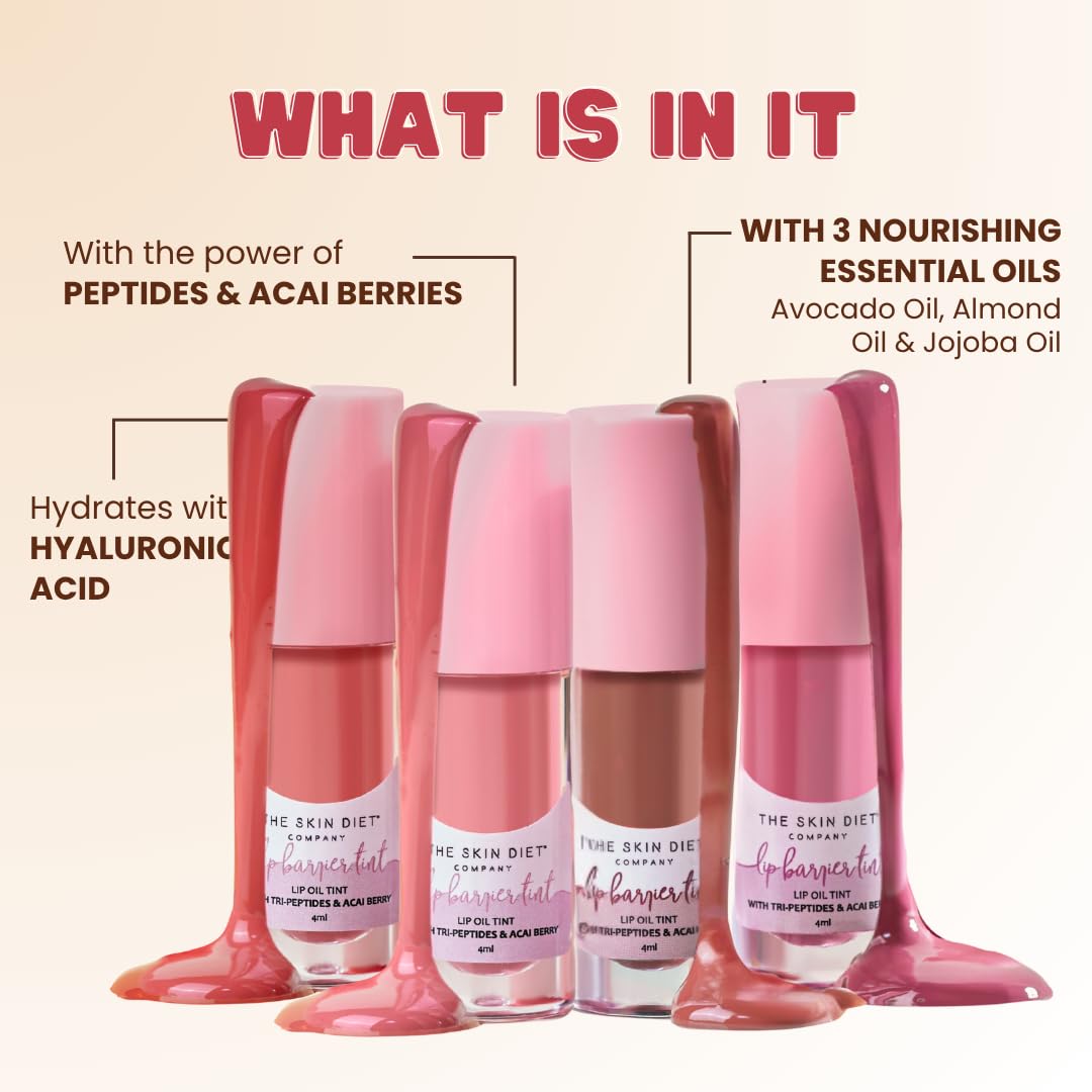 THE SKIN DIET COMPANY Lip Tint - Brick Red | Hydrating Liquid Lipstick for Women | Lip treatment for Dry & Pigmented Lips (4ml)