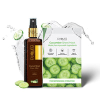 PYOURA Cucumber Hydrating Combo: Face Toner Mist Serum (100ml) + Sheet Mask (Pack of 1), Cools & Refreshes, For Sunburn Relief & Under Eye Care, All Skin Types, Alcohol-Free, Natural & Vegan