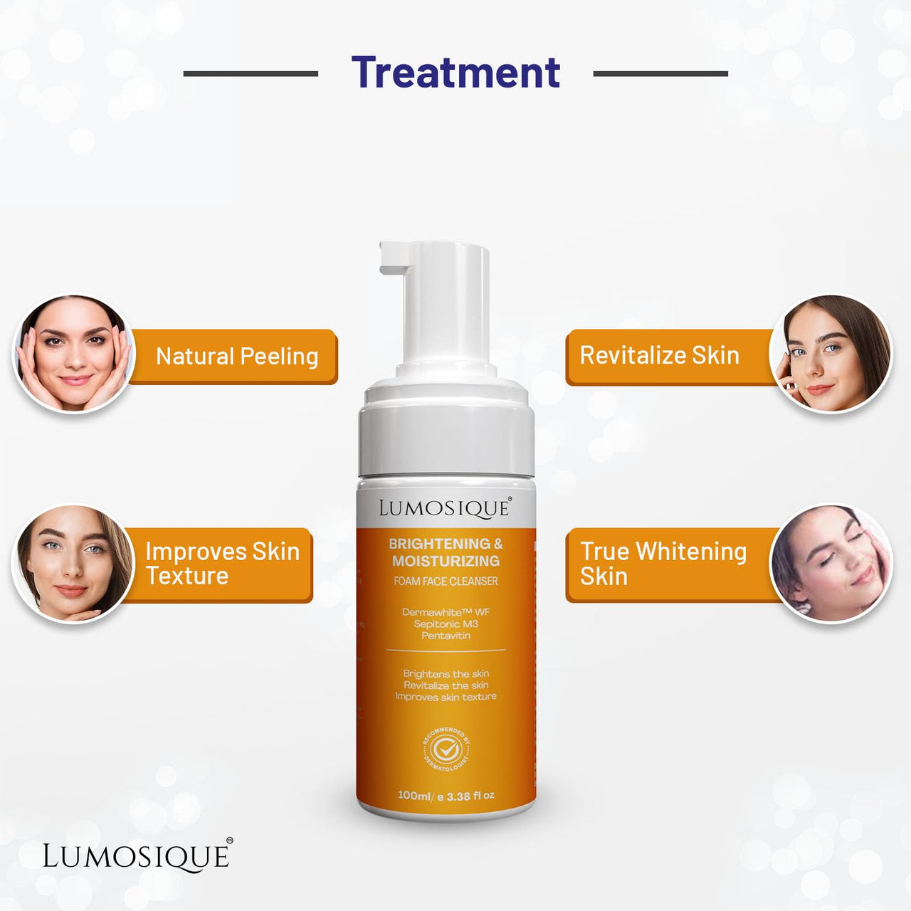 LUMOSIQUE® Brightening And Moisturizing Foam Face Cleanser for Exfoliates & Revitalize the Skin and Improves Skin Texture | For Men & Women | 100ml