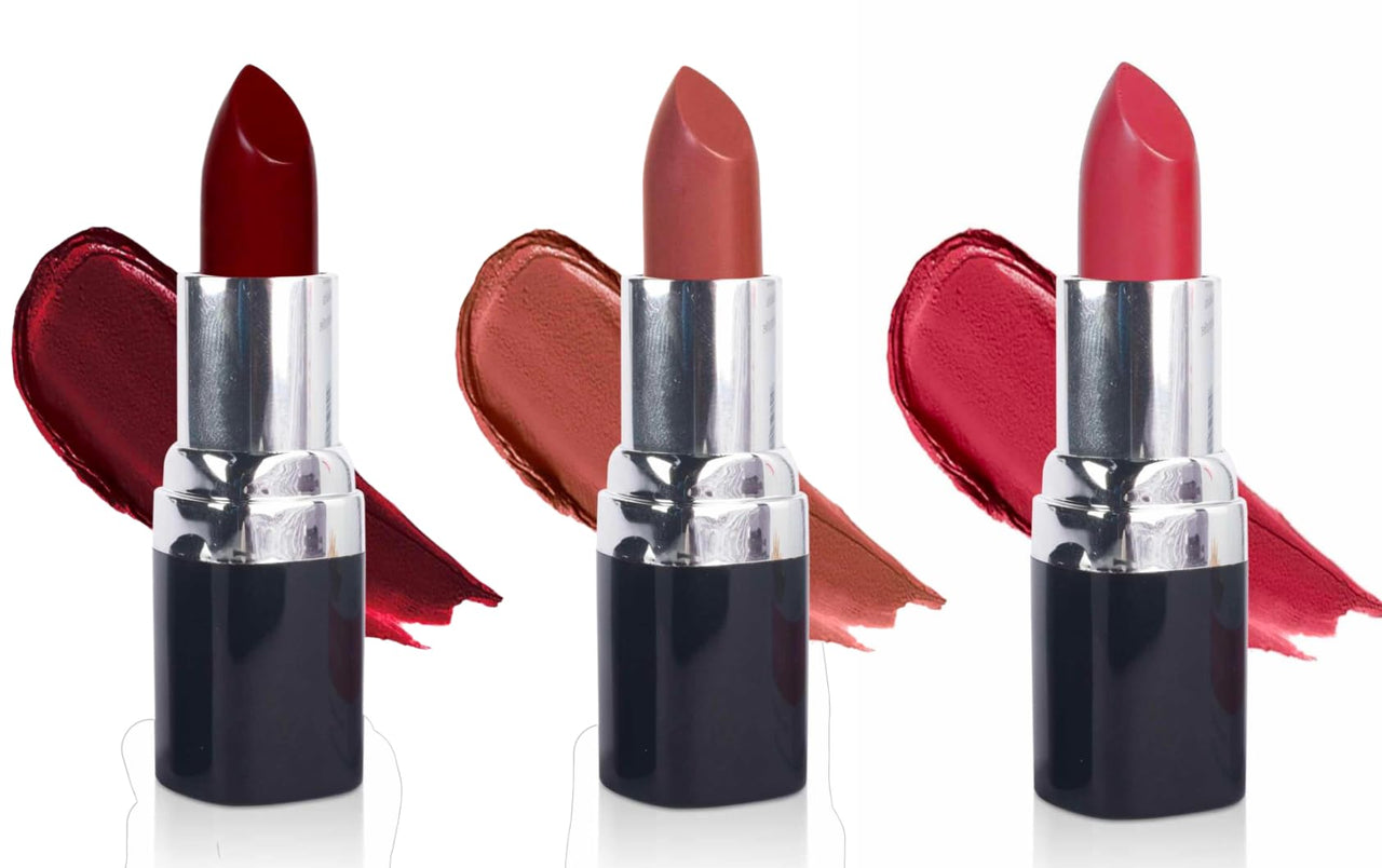 Barva Natural & Moisturising Lipsticks made using Pure Ghee, Kokum butter and Mineral Colours, 4.3g (Wine Red + Fuchsia + Orchid)