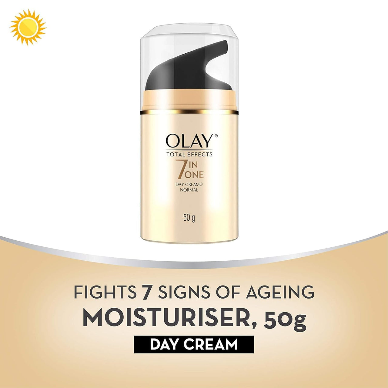 Olay Total Effects Anti Ageing Skin Cream (Moisturizer)| Fights 7 Signs of Ageing | With Niacinamide and Green Tea Extracts | Normal, Oily, Dry, Combination Skin | 50g (Day spf 50/normal)