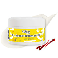 Tuco® Kids 2 in 1 Face Cream + Sunscreen SPF 50 with Saffron oil | UVA/UVB PA++++ | Broad Spectrum | Benzophenone- 3 and Avobenzone Free | Ages 2-5, 5-10, 10-15 | 50gm |